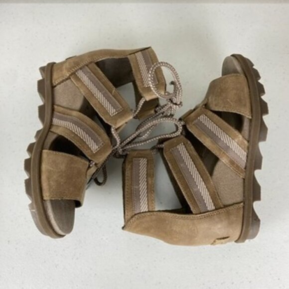 Sorel Joanie II Lace Up Sandals Wedges Womens 7.5 Tan Beige - Picture 5 of 8